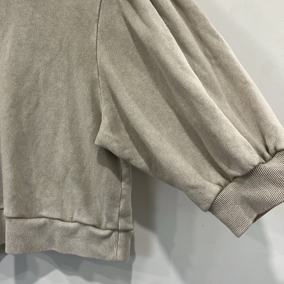 Something Navy Taupe Cotton Wash Terry 10” sleeve Sweatshirt Top size M - Picture 5 of 11